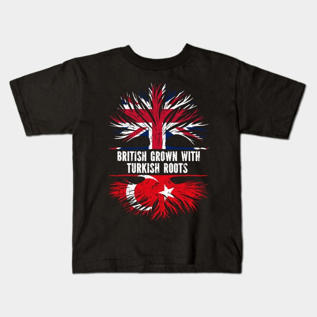 British Grown with Turkish Roots UK Flag England Britain Union Jack Kids T-Shirt by silvercoin